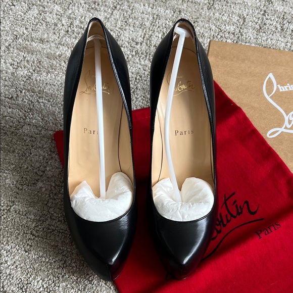 Christian Louboutin Black and White Heels with Red Soles main image 7
